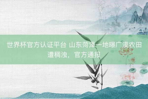 世界杯官方认证平台 山东菏泽一地曝广漠农田遭稠浊，官方通报