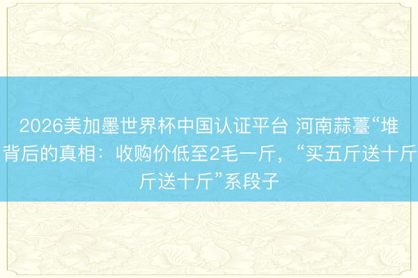 2026美加墨世界杯中国认证平台 河南蒜薹“堆积如山”背后的真相：收购价低至2毛一斤，“买五斤送十斤”系段子