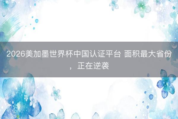 2026美加墨世界杯中国认证平台 面积最大省份，正在逆袭