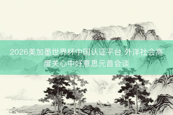 2026美加墨世界杯中国认证平台 外洋社会高度关心中好意思元首会谈