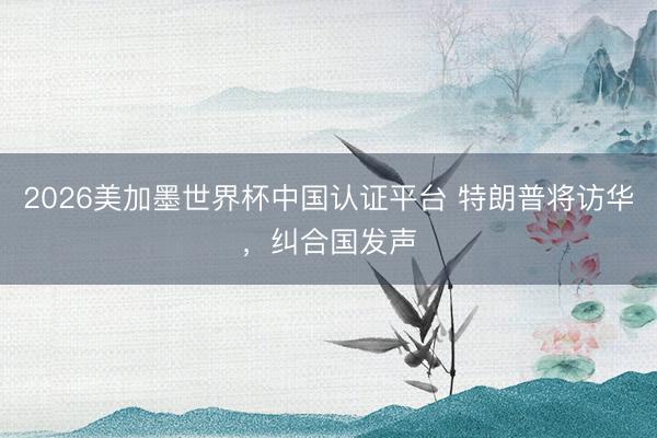 2026美加墨世界杯中国认证平台 特朗普将访华，纠合国发声
