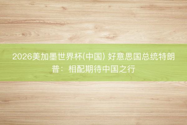 2026美加墨世界杯(中国) 好意思国总统特朗普：相配期待中国之行
