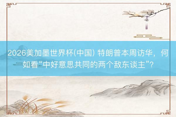 2026美加墨世界杯(中国) 特朗普本周访华,何如看“中好意思共同的两个敌东谈主”?