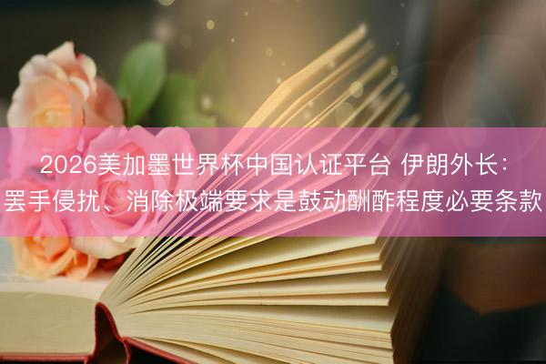 2026美加墨世界杯中国认证平台 伊朗外长：罢手侵扰、消除极端要求是鼓动酬酢程度必要条款