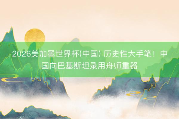 2026美加墨世界杯(中国) 历史性大手笔！中国向巴基斯坦录用舟师重器