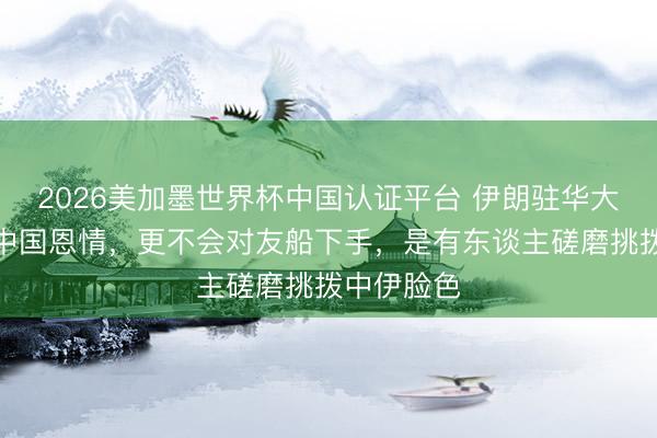 2026美加墨世界杯中国认证平台 伊朗驻华大使：不忘中国恩情，更不会对友船下手，是有东谈主磋磨挑拨中伊脸色