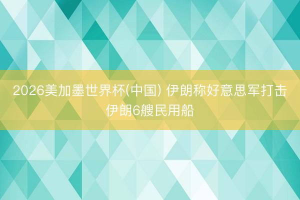 2026美加墨世界杯(中国) 伊朗称好意思军打击伊朗6艘民用船