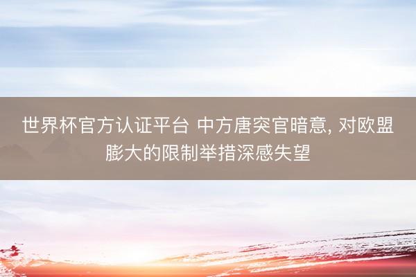 世界杯官方认证平台 中方唐突官暗意， 对欧盟膨大的限制举措深感失望