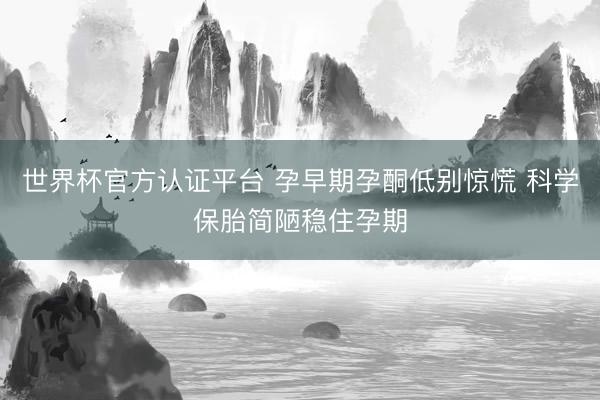 世界杯官方认证平台 孕早期孕酮低别惊慌 科学保胎简陋稳住孕期