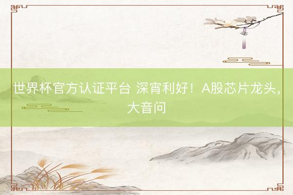世界杯官方认证平台 深宵利好！A股芯片龙头，大音问