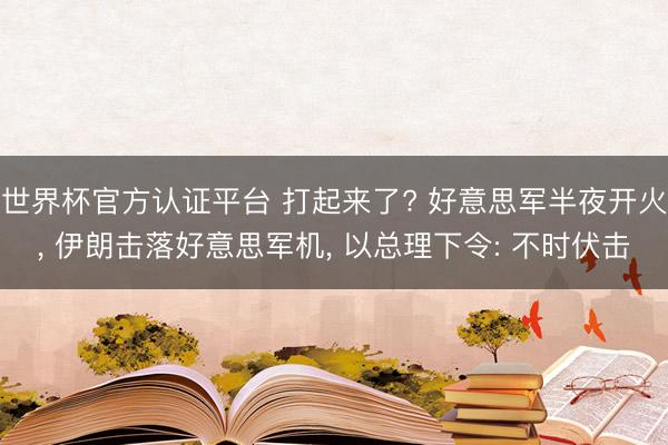 世界杯官方认证平台 打起来了? 好意思军半夜开火， 伊朗击落好意思军机， 以总理下令: 不时伏击