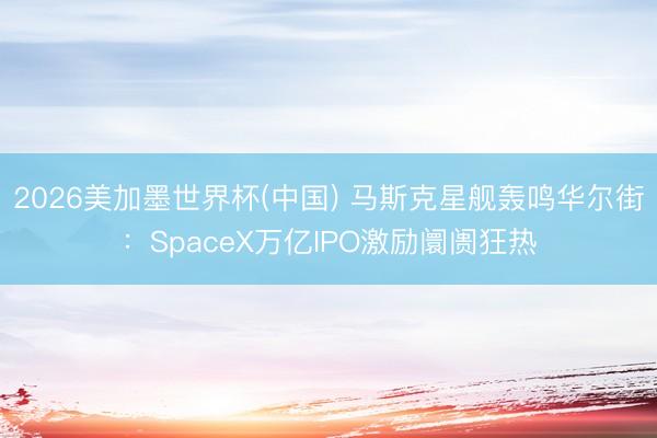 2026美加墨世界杯(中国) 马斯克星舰轰鸣华尔街：SpaceX万亿IPO激励阛阓狂热