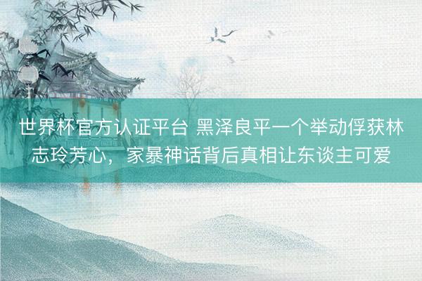 世界杯官方认证平台 黑泽良平一个举动俘获林志玲芳心，家暴神话背后真相让东谈主可爱