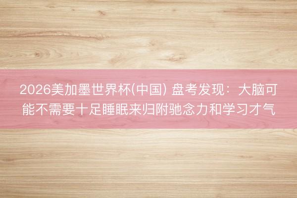 2026美加墨世界杯(中国) 盘考发现：大脑可能不需要十足睡眠来归附驰念力和学习才气
