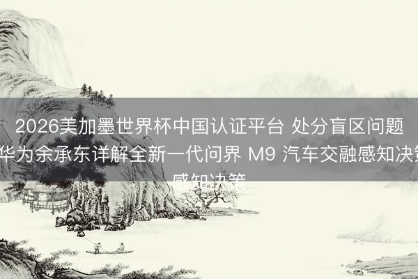 2026美加墨世界杯中国认证平台 处分盲区问题: 华为余承东详解全新一代问界 M9 汽车交融感知决策